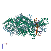 PDB entry 1oh8 coloured by chain, top view.