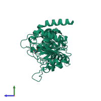PDB entry 1ohd coloured by chain, side view.