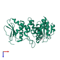 PDB entry 1ohd coloured by chain, top view.