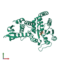 PDB entry 1ohe coloured by chain, front view.