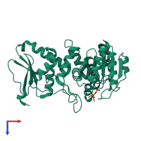 PDB entry 1ohe coloured by chain, top view.