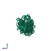 PDB entry 1ohn coloured by chain, ensemble of 10 models, side view.