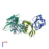PDB entry 1ohs coloured by chain, top view.