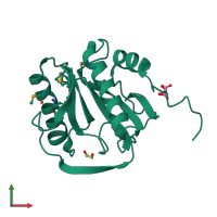 PDB entry 1oht coloured by chain, front view.