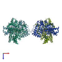 PDB entry 1ohw coloured by chain, top view.