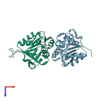 PDB entry 1oi4 coloured by chain, top view.