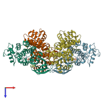 PDB entry 1oi9 coloured by chain, top view.