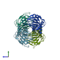 PDB entry 1oih coloured by chain, side view.