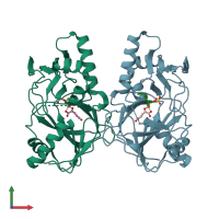 PDB entry 1oik coloured by chain, front view.