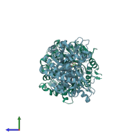 PDB entry 1oim coloured by chain, side view.