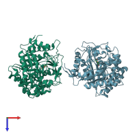 PDB entry 1oim coloured by chain, top view.