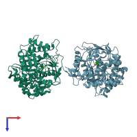 PDB entry 1oin coloured by chain, top view.