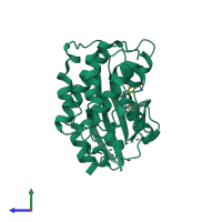 PDB entry 1oit coloured by chain, side view.