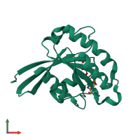 PDB entry 1oix coloured by chain, front view.