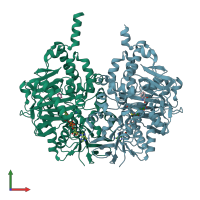 PDB entry 1oja coloured by chain, front view.