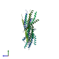 PDB entry 1ojh coloured by chain, side view.