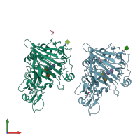 PDB entry 1ojk coloured by chain, front view.