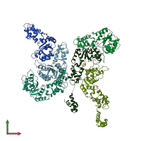 PDB entry 1ojl coloured by chain, front view.