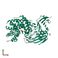 PDB entry 1ojn coloured by chain, front view.