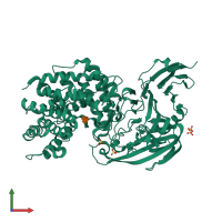 PDB entry 1ojo coloured by chain, front view.