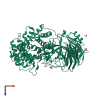 PDB entry 1ojo coloured by chain, top view.