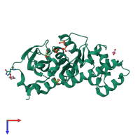 PDB entry 1ojr coloured by chain, top view.