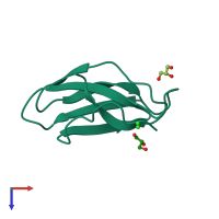 PDB entry 1ok0 coloured by chain, top view.