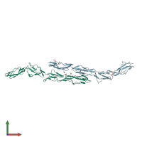 PDB entry 1ok1 coloured by chain, front view.