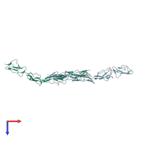 PDB entry 1ok1 coloured by chain, top view.
