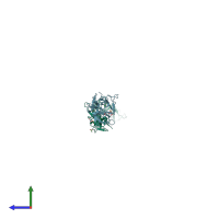 PDB entry 1ok9 coloured by chain, side view.