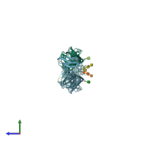 PDB entry 1oke coloured by chain, side view.