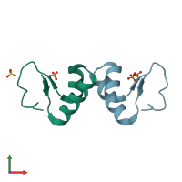 PDB entry 1okh coloured by chain, front view.