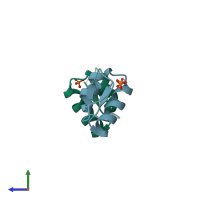PDB entry 1okh coloured by chain, side view.