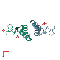 PDB entry 1okh coloured by chain, top view.