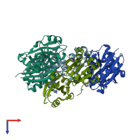 PDB entry 1okj coloured by chain, top view.