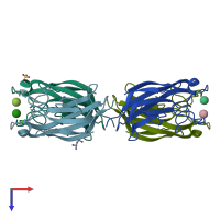 PDB entry 1oko coloured by chain, top view.