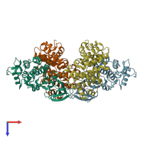 PDB entry 1okv coloured by chain, top view.