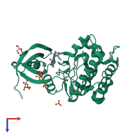 PDB entry 1okz coloured by chain, top view.