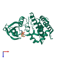 PDB entry 1ol6 coloured by chain, top view.