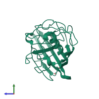 PDB entry 1olr coloured by chain, side view.
