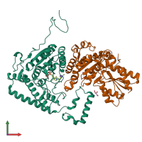 PDB entry 1olx coloured by chain, front view.