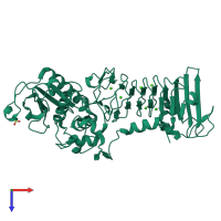 PDB entry 1om8 coloured by chain, top view.
