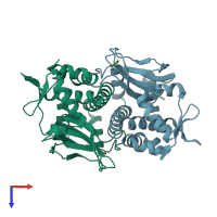 PDB entry 1omi coloured by chain, top view.