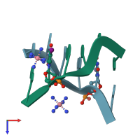 PDB entry 1omk coloured by chain, top view.