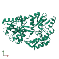 PDB entry 1omp coloured by chain, front view.