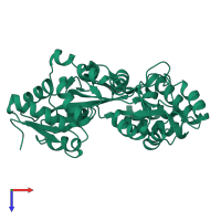 PDB entry 1omp coloured by chain, top view.