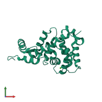 PDB entry 1omr coloured by chain, front view.