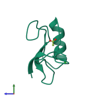 PDB entry 1omy coloured by chain, side view.