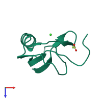 PDB entry 1omy coloured by chain, top view.