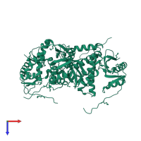 Uncharacterized N-acetyltransferase YycN in PDB entry 1on0, assembly 1, top view.